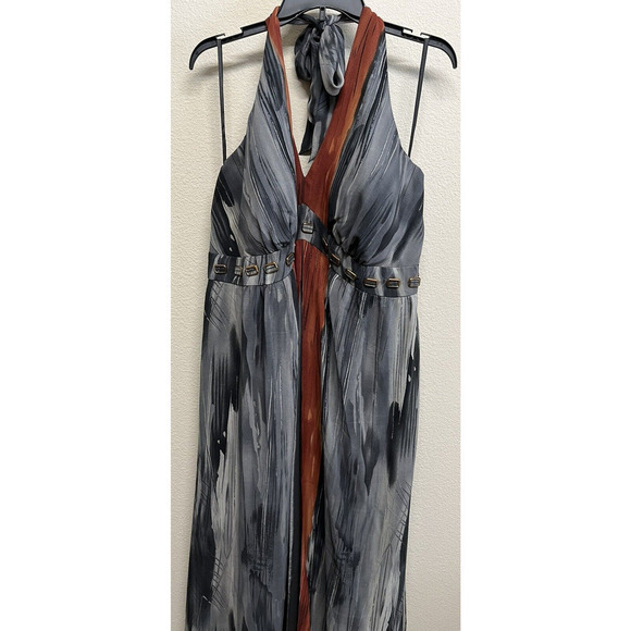 Lane Bryant Women's Gray Red Halter Neck Maxi Dress Size 22 Light Padding NEW - Picture 8 of 12